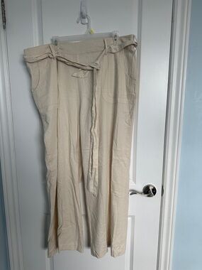 torrid Cream Wide-Leg Tie Waist Trousers